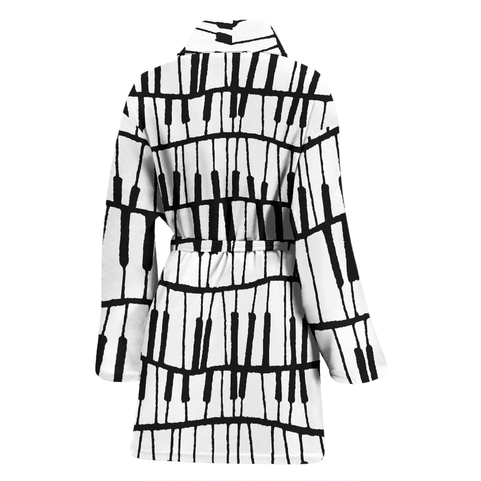 Piano Pattern Print Design 03 Women's Bathrobe