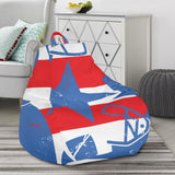 American Football Ball Star Stripes Pattern Bean Bag Cover