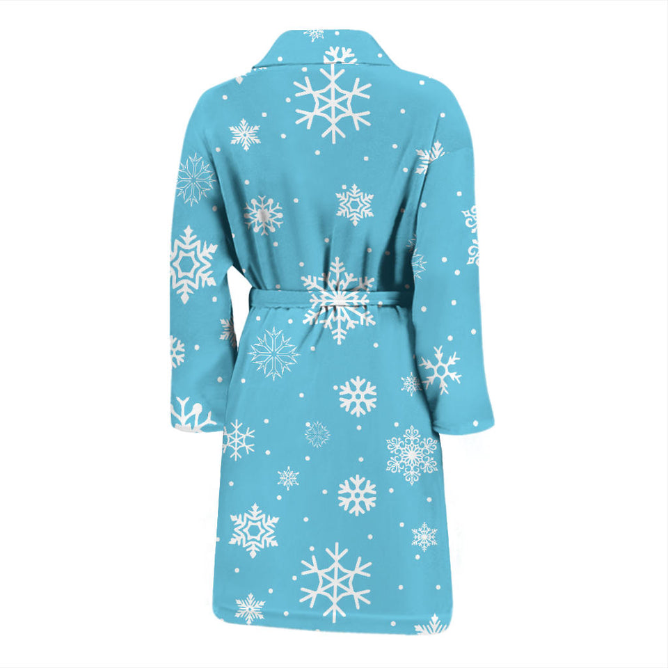 Snowflake Pattern Blue Background Men'S Bathrobe