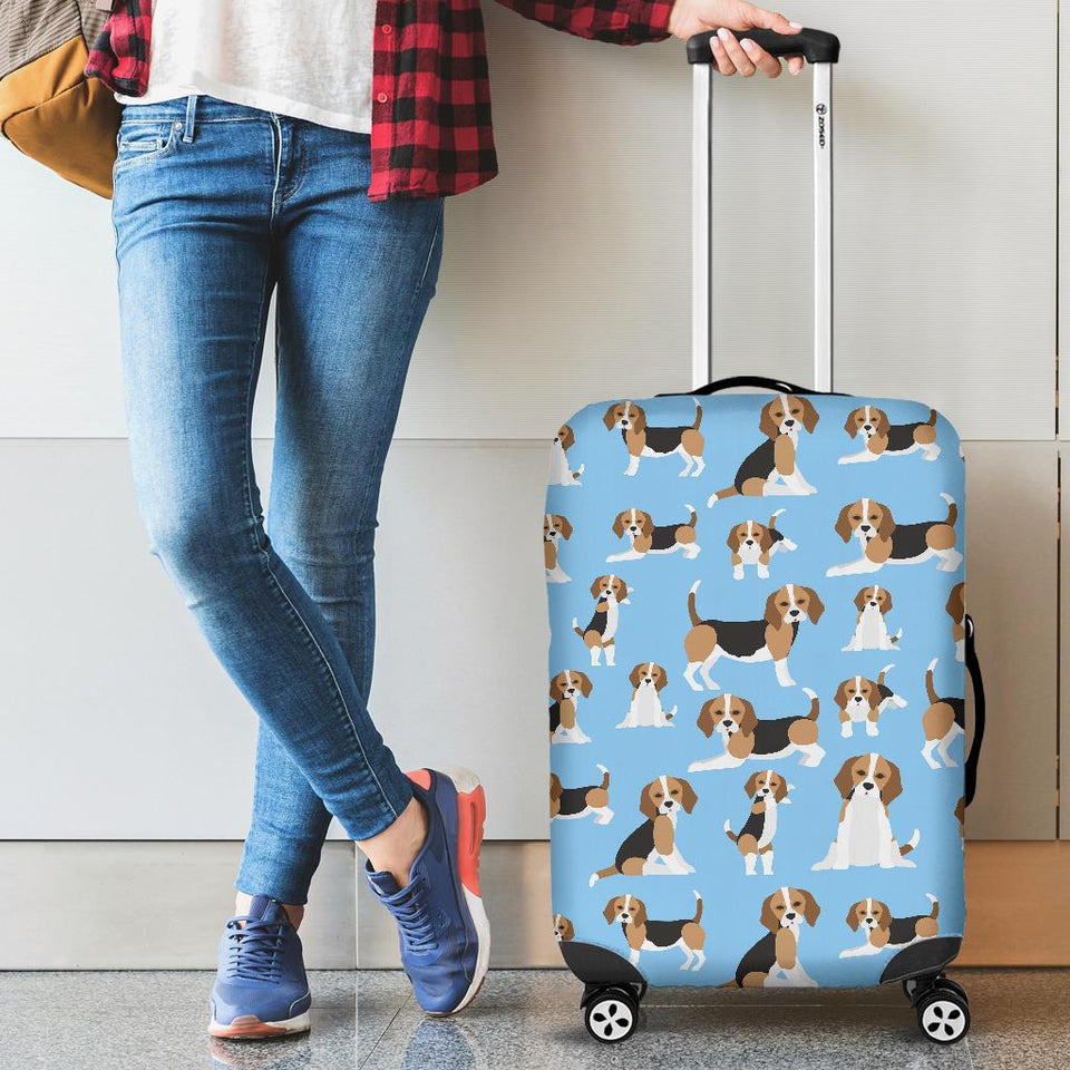 Beagle Dog Blue Background Pattern Cabin Suitcases Luggages
