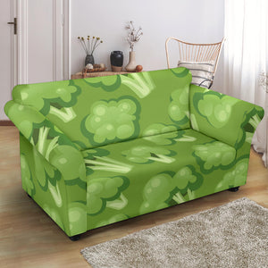 Broccoli Pattern Green Background Loveseat Couch Slipcover
