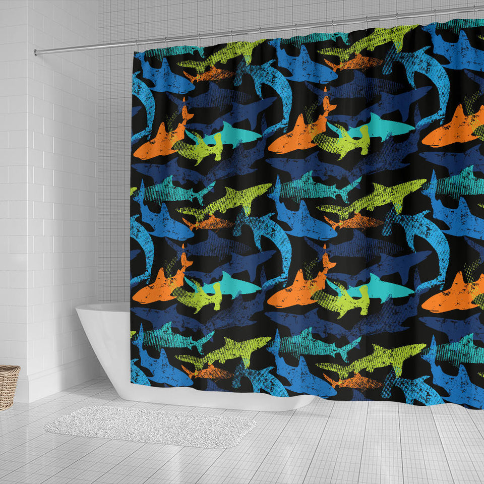 Colorful Shark Shower Curtain Fulfilled In US