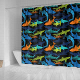 Colorful Shark Shower Curtain Fulfilled In US