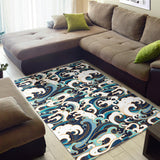 Japanese Wave Pattern Area Rug