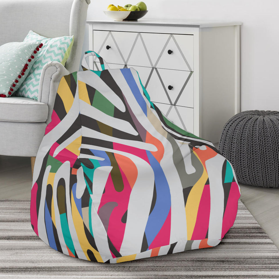 Colorful Zebra Skin Pattern Bean Bag Cover