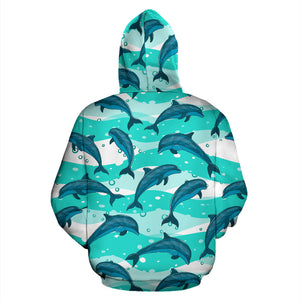 Dolphin Sea Pattern Zip Up Hoodie