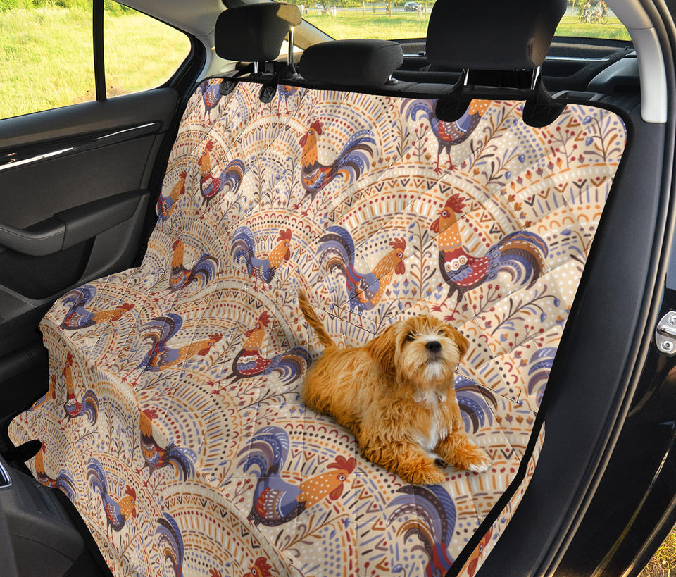 Cute Rooster Chicken Cock Floral Ornament Background Dog Car Seat Covers