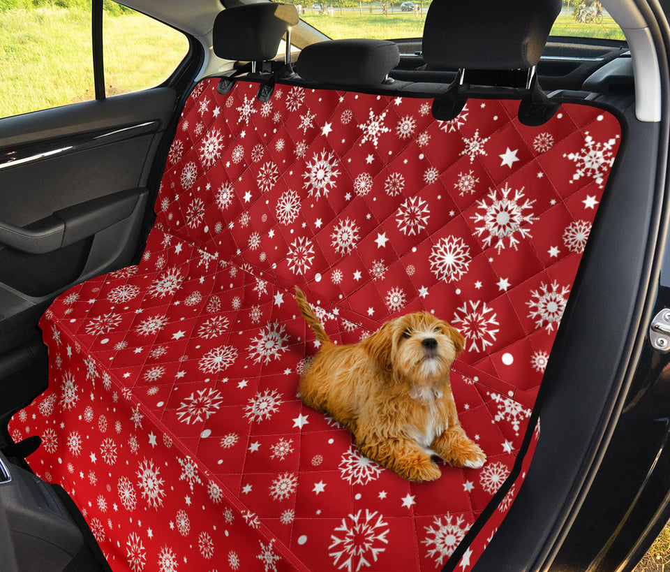 Snowflake Pattern Red Background Dog Car Seat Covers