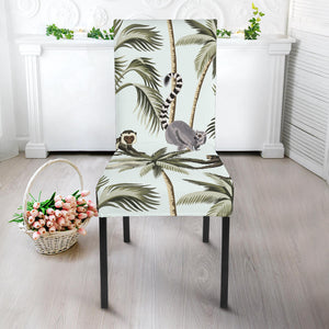 Monkey Sloth Lemur Palm Trees Pattern Dining Chair Slipcover