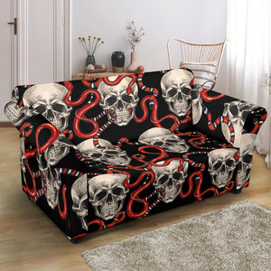 Red Snake Skull Pattern Loveseat Couch Slipcover