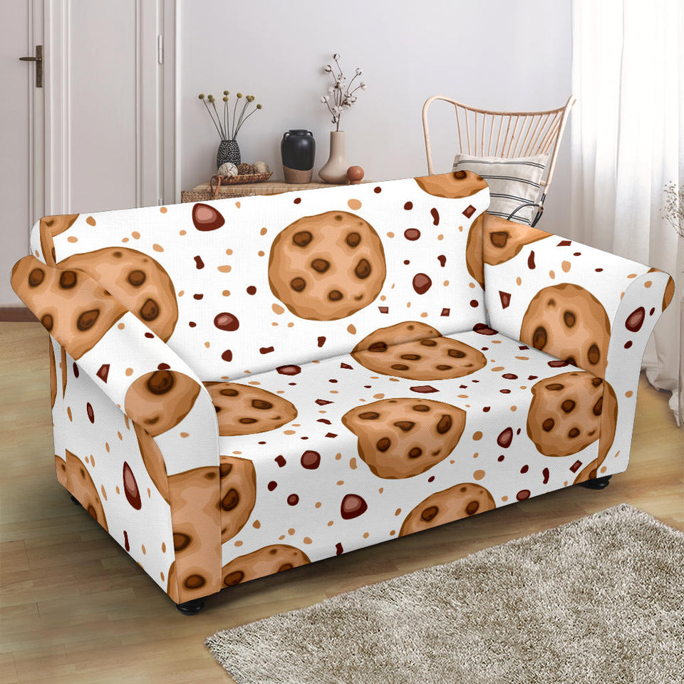 Chocolate Chip Cookie Pattern Loveseat Couch Slipcover