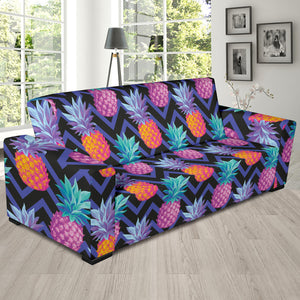 Pineapples Pattern Zigzag Background Sofa Slipcover