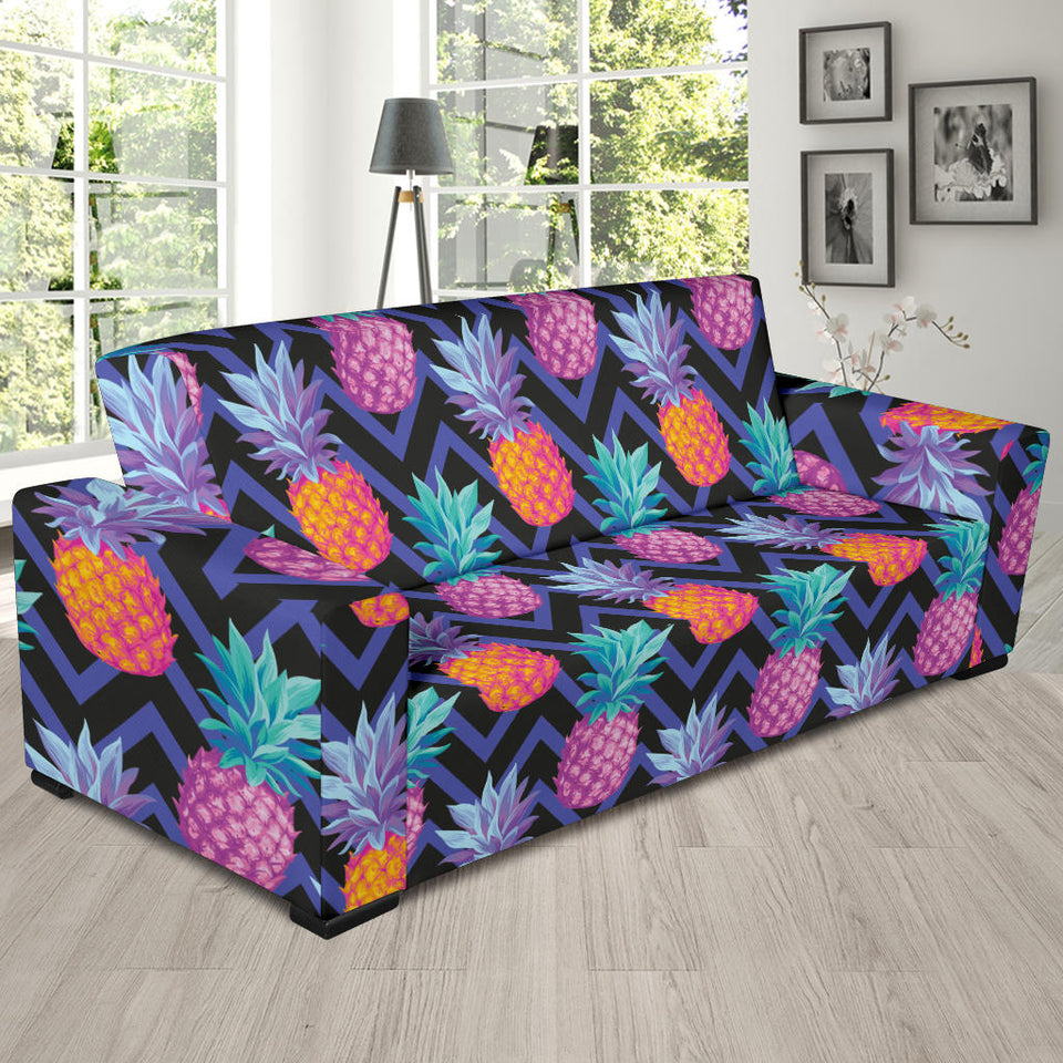 Pineapples Pattern Zigzag Background Sofa Slipcover