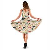 Mustache Beard Pattern Print Design 03 Sleeveless Midi Dress