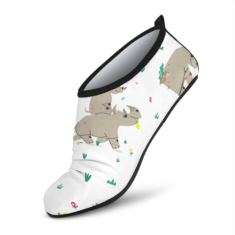 Cute Rhino Pattern Background Aqua Shoes