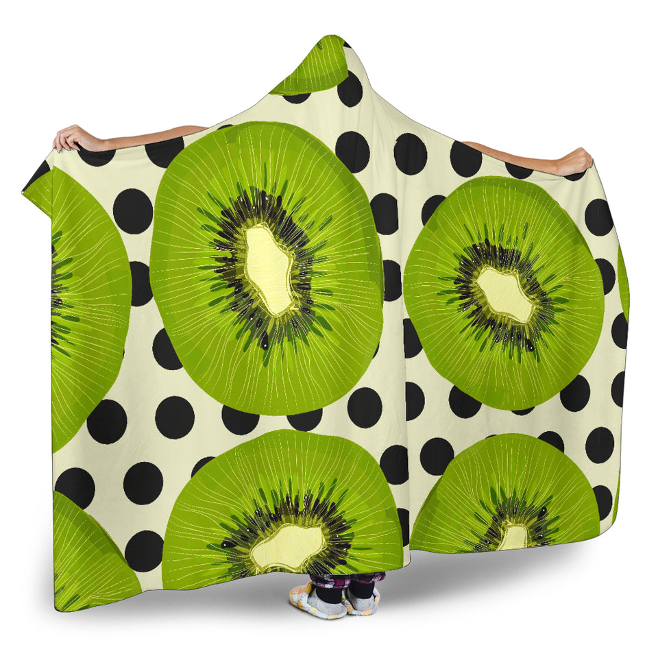 Kiwi Black Dot Background Hooded Blanket