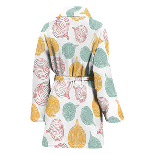 Colorful Onions White Background Women'S Bathrobe