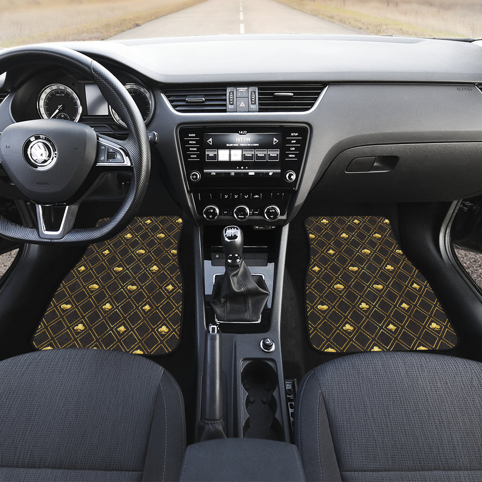 Casino Cards Suits Pattern Print Design 01 Front and Back Car Mats