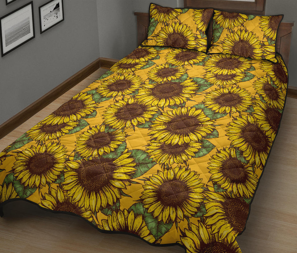 Sunflower pattern Quilt Bed Set