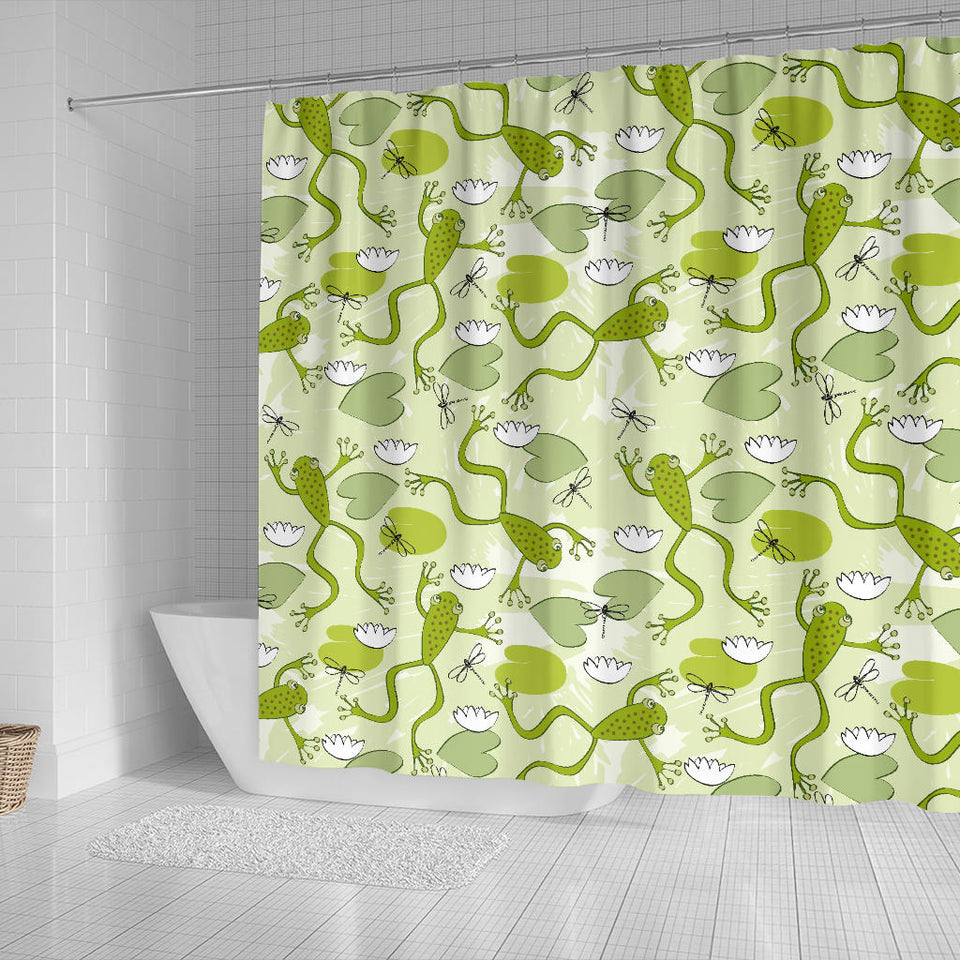 Cute Frog Dragonfly Pattern Shower Curtain Fulfilled In US