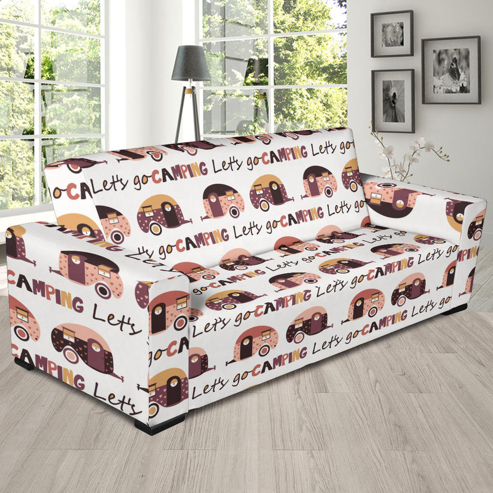 Camper Van Pattern Print Design 01 Sofa Slipcover