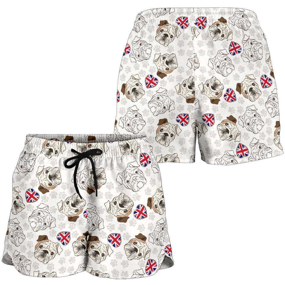 English Bulldog Pattern Print Design 01 Women Shorts