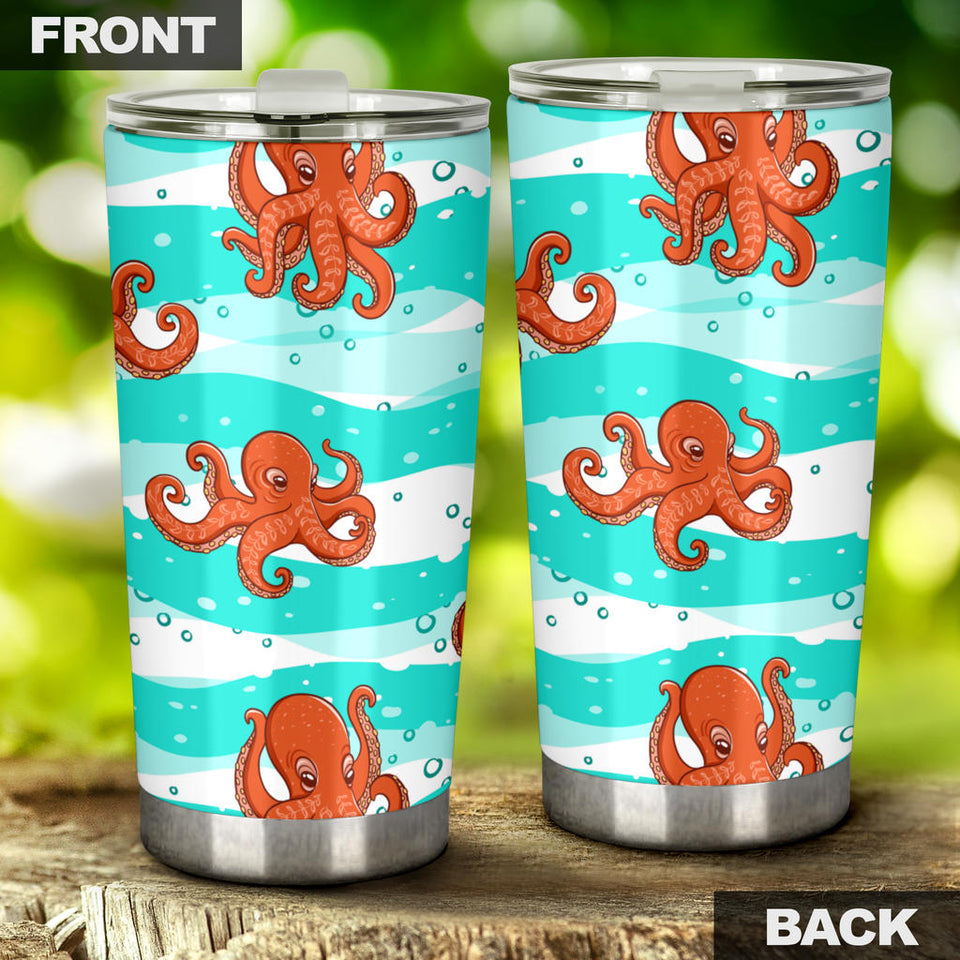 Octopuses Sea Wave Background Tumbler