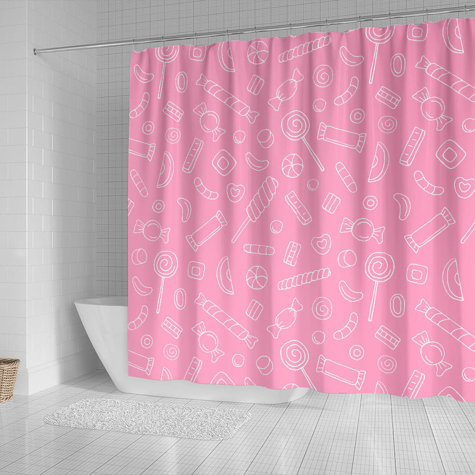 Sweet Candy Pink Background Shower Curtain Fulfilled In US