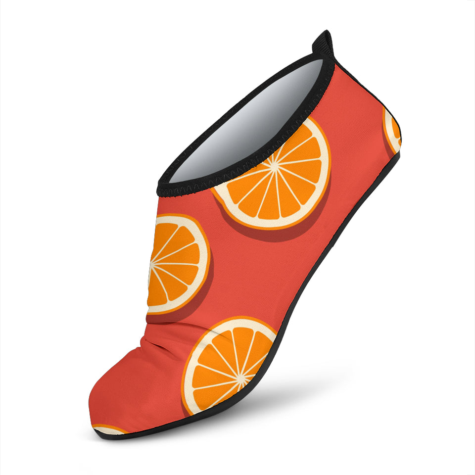 Oranges Pattern Red Background Aqua Shoes