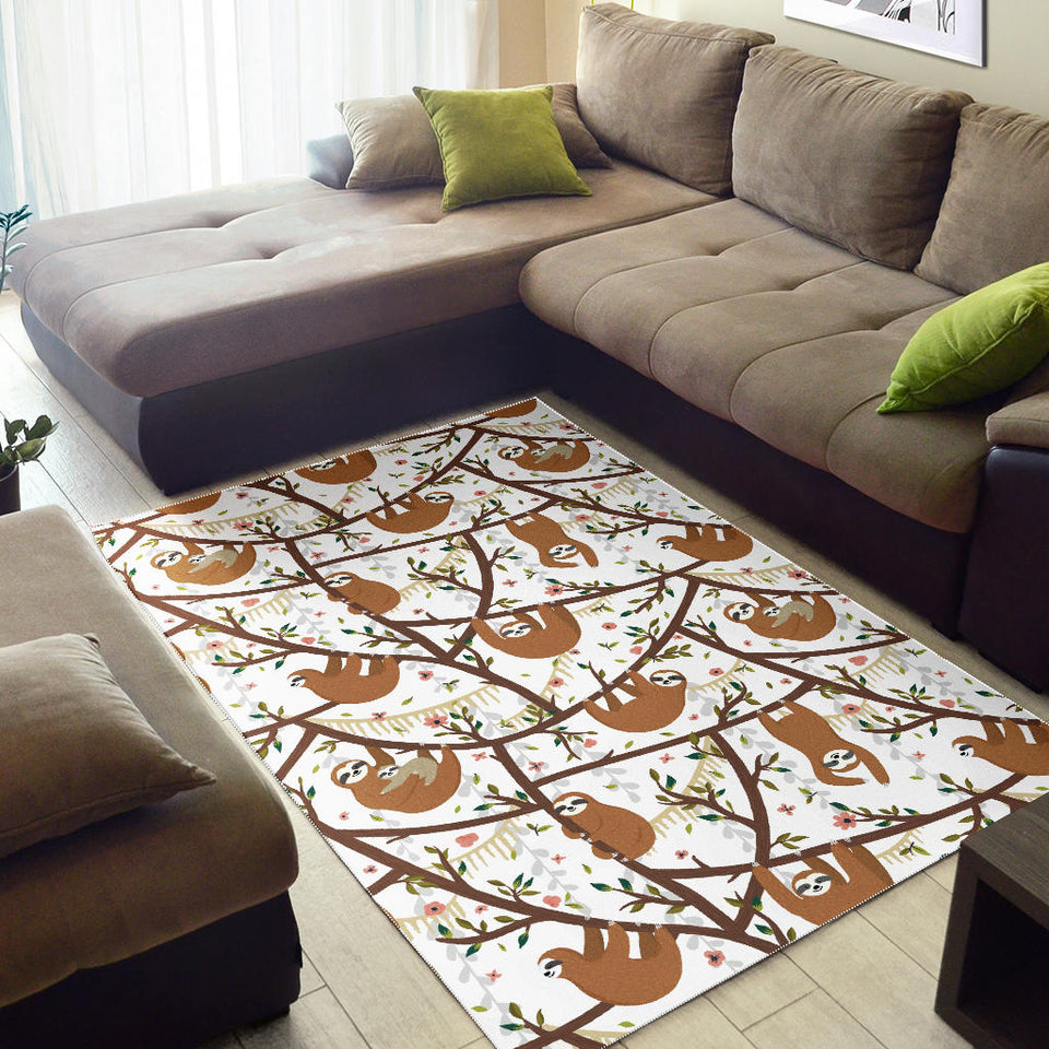 Sloths Hanging On The Tree Pattern Area Rug
