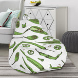 Hand Drawn Sketch Style Green Chili Peppers Pattern Bean Bag Cover