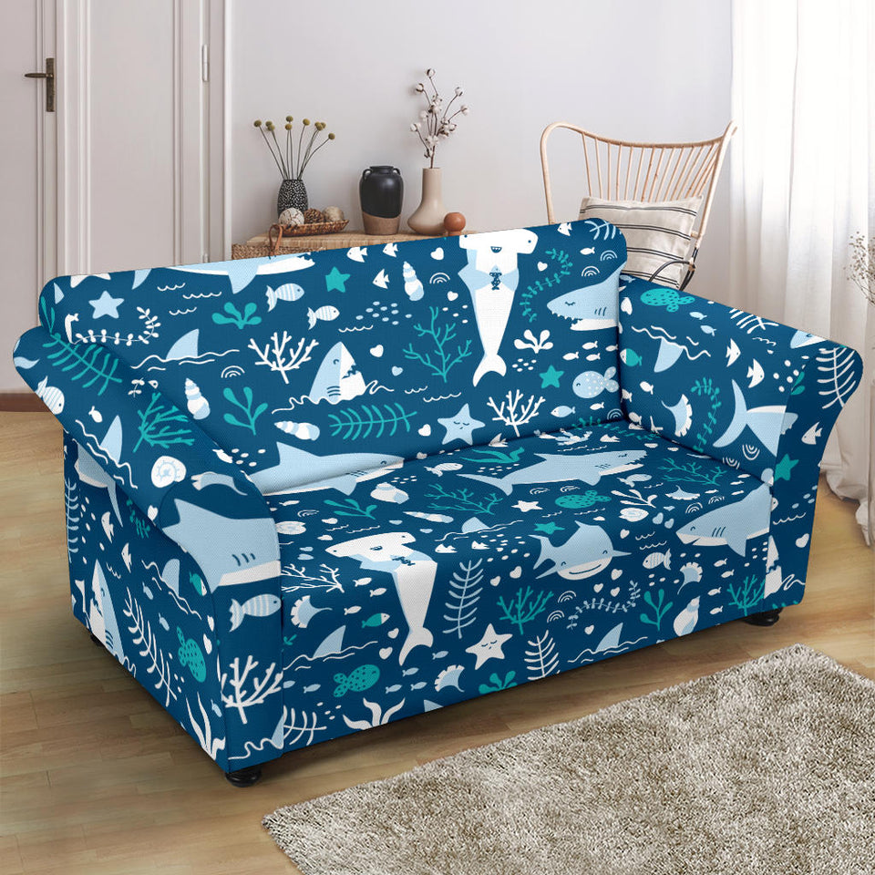 Cute Shark Pattern Loveseat Couch Slipcover