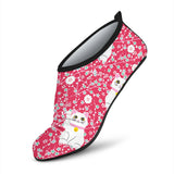 Maneki Neko Lucky Cat Sakura Pink Background Aqua Shoes