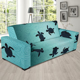 Sea Turtle With Blue Ocean Backgroud Sofa Slipcover