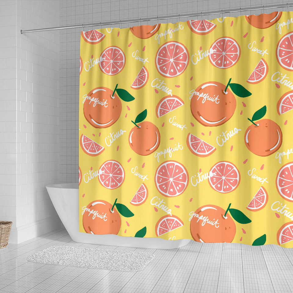 Grapefruit Yellow Background Shower Curtain Fulfilled In US