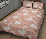 Swan flower light pink background Quilt Bed Set