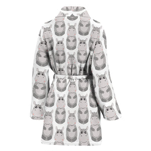 Hippopotamus Pattern Print Design 05 Women's Bathrobe