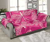 Beautiful dragonfly pink background Sofa Cover Protector
