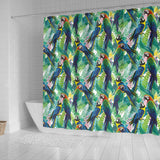 Colorful Parrot Exotic Flower Leaves Shower Curtain Fulfilled In US