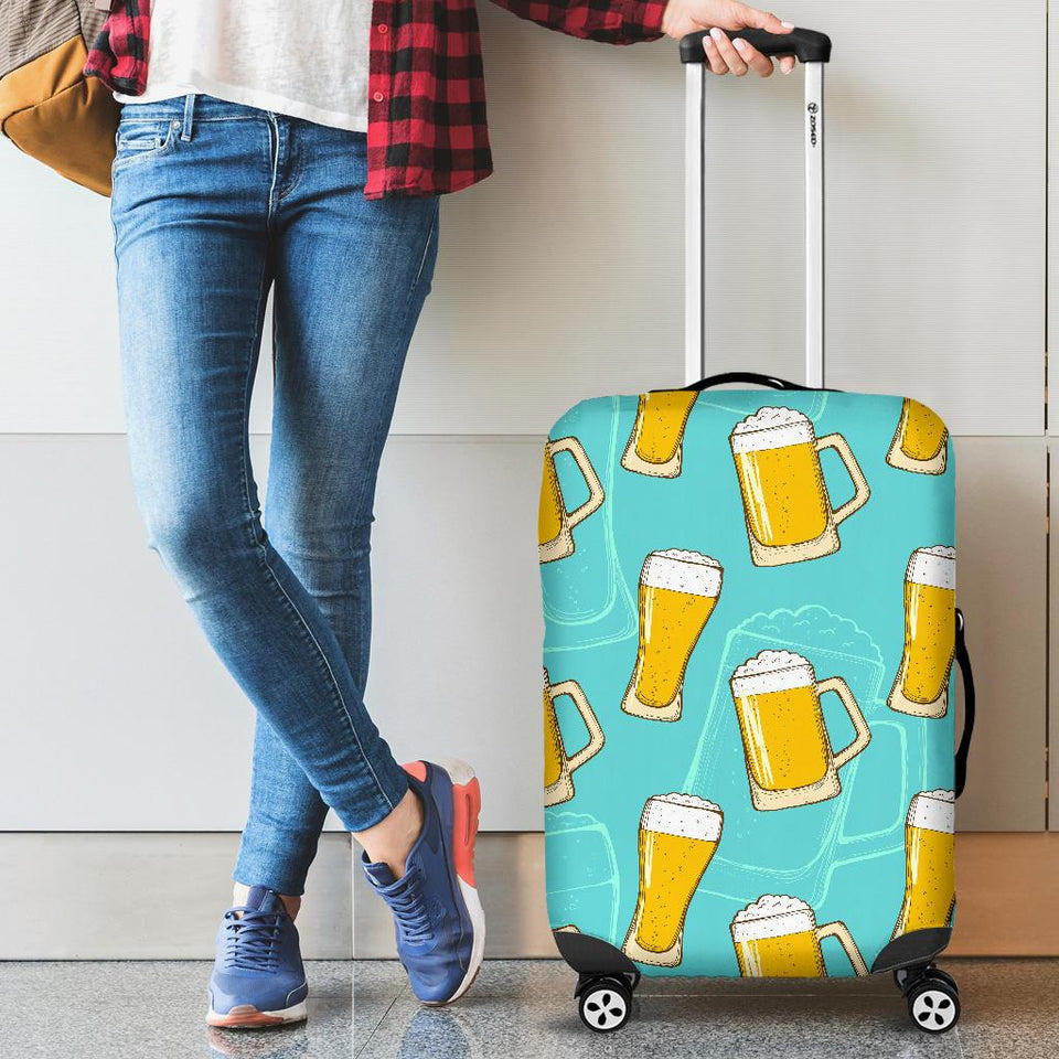 Beer Pattern Green Background Cabin Suitcases Luggages