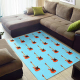 Electric Guitar Pattern Light Blue Background Area Rug