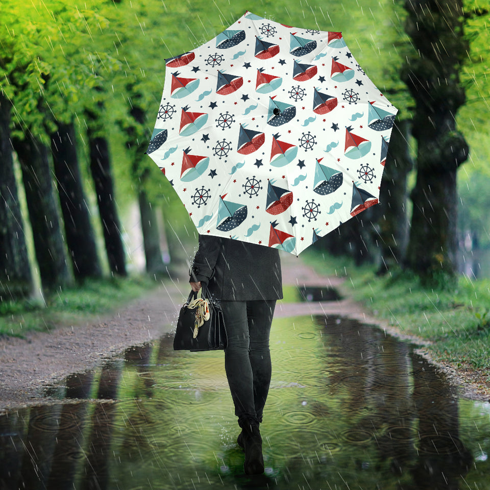 Cute Color Paper Sailboat Pattern Umbrella
