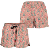 Eiffel Tower Flower Background Pattern Print Design 03 Women Shorts