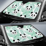 Panda Pattern Tropical Leaves Background Car Sun Shade