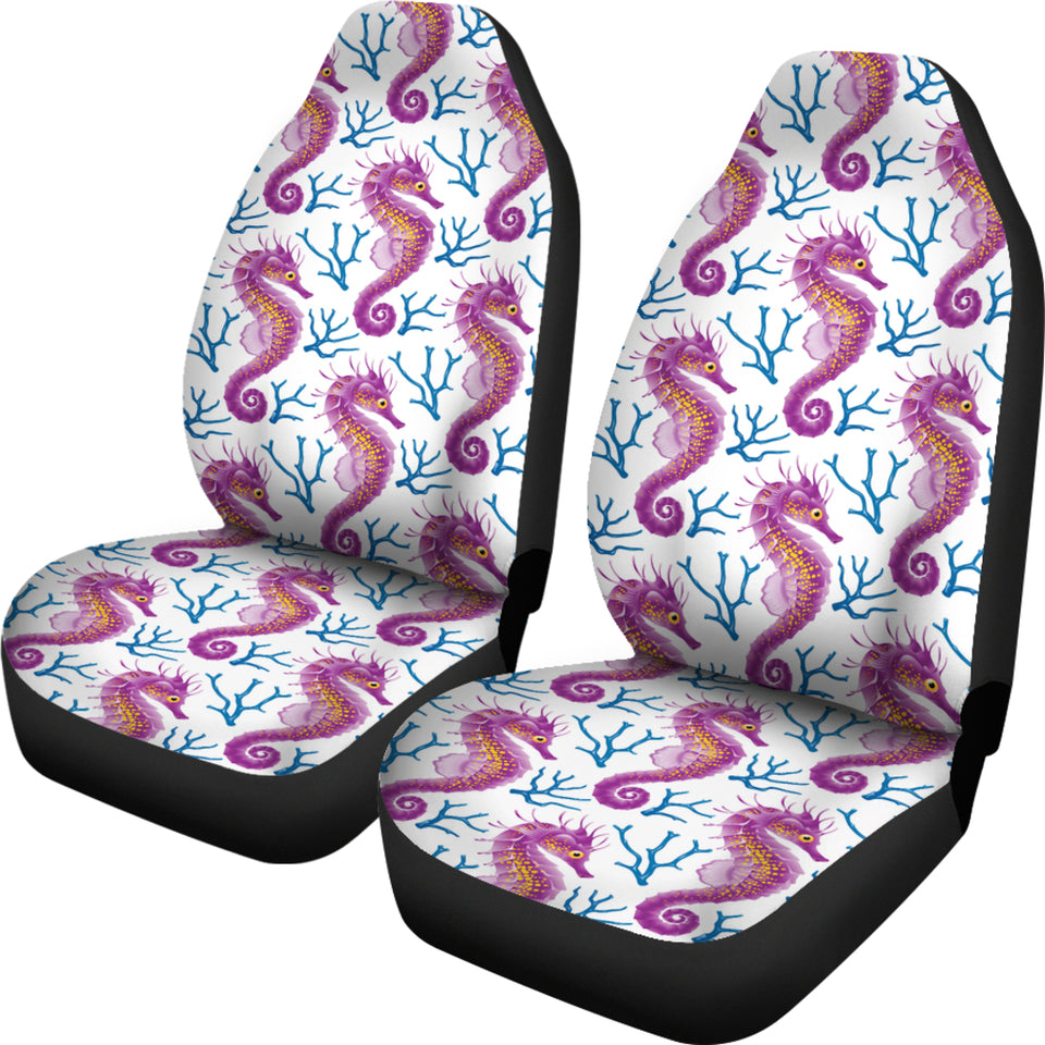 Purple Seahorse Blue Coral Pattern  Universal Fit Car Seat Covers