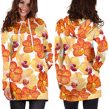 Orange Yellow Orchid Flower Pattern Background Women'S Hoodie Dress