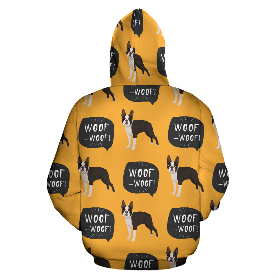 Boston Terrier Design Pattern Zip Up Hoodie