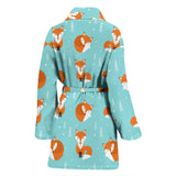 Fox Pattern Blue B Ackground Women'S Bathrobe
