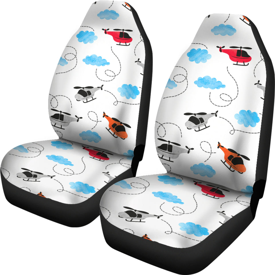 Watercolor Helicopter Cloud Pattern Universal Fit Car Seat Covers