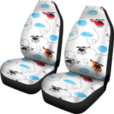 Watercolor Helicopter Cloud Pattern Universal Fit Car Seat Covers